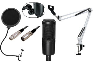 audio-technica / AT2020 コンデンサーマイク 安心スターティングセットB -3mマイクケーブル、ポップブロッカー、アームスタンド付-【PNG】