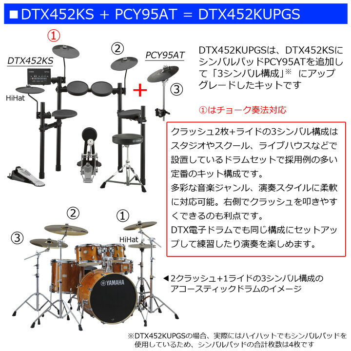 楽天市場】YAMAHA / DTX452KUPGS 電子ドラム ヤマハ純正ヘッドホンと 