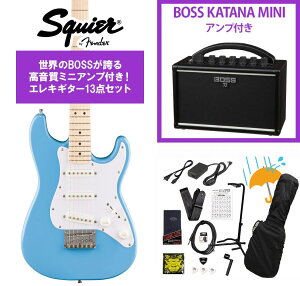 Squier by Fender / Mini Stratocaster Maple Fingerboard White Pickguard California Blue[�R���p�N�g�G���L�M�^�[] BOSS KATANA MINI �A���v�t��13�_�Z�b�g�I�yYRK�z