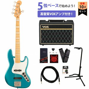 Squier by Fender / Classic Vibe Active '70s Jazz Bass V Maple FB Parchment Pickguard Ocean Turquoise VOX�A���v�t���G���L�x�[�X���S�҃Z�b�g�yYRK�z