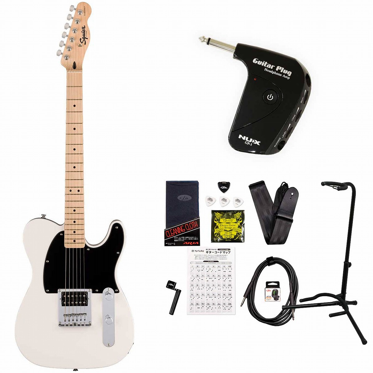 Squier by Fender   Sonic Esquire H Maple Fingerboard Black Pickguard Arctic White スクワイヤー GP-1アンプ付属エレキギター初心者セット