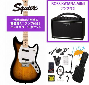 Squier by Fender / Sonic Mustang Maple FB WH PG 2-Color Sunburst BOSS KATANA MINI �A���v�t��13�_�Z�b�g�I�yYRK�z