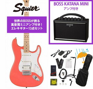 Squier by Fender / Sonic Stratocaster HSS Maple FB WH PG Tahitian Coral BOSS KATANA MINI �A���v�t��13�_�Z�b�g�I�yYRK�z