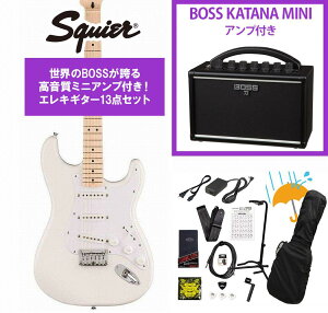 Squier by Fender / Sonic Stratocaster HT Maple FB WH PG Arctic White BOSS KATANA MINI �A���v�t��13�_�Z�b�g�I�yYRK�z