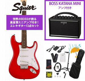 Squier by Fender / Sonic Stratocaster HT Laurel FB WH PG Torino Red BOSS KATANA MINI �A���v�t��13�_�Z�b�g�I�yYRK�z