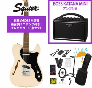 Squier by Fender / Affinity Series Telecaster Thinline Laurel Fingerboard Black PG Olympic White BOSS KATANA MINI �A���v�t��13�_�Z�b�g�I�yYRK�z
