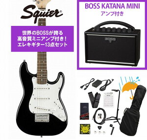 Squier / Mini Strat Laurel FB Black �~�j�M�^�[ BOSS KATANA MINI �A���v�t��13�_�Z�b�g�I�yYRK�z