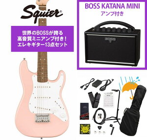 Squier by Fender / Mini Stratocaster Laurel Fingerboard Shell Pink �@�~�j�M�^�[ BOSS KATANA MINI �A���v�t��13�_�Z�b�g�I�yYRK�z