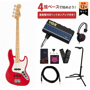 Fender / Made in Japan Hybrid II Jazz Bass Maple FB Modena Red VOXヘッドホンアンプ3付属エレキベース初心者セットR《FENDER充電式チューナープレゼント!》【YRK】