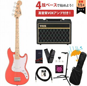 Squier by Fender / Sonic Bronco Bass Maple FB White PG Tahitian Coral VOXAvtGLx[XS҃ZbgRyYRKz