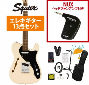 Squier by Fender / Affinity Series Telecaster Thinline Laurel Fingerboard Black PG Olympic White GP-1アンプ付属エレキギター初心者セットR【YRK】