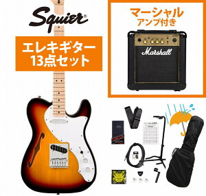 Squier by Fender / Affinity Series Telecaster Thinline Maple Fingerboard White PG 3-Color Sunburst Marshall MG10AvtGLM^[S҃ZbgRyYRKz