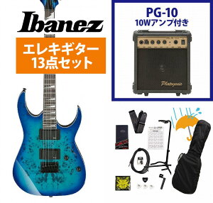 Ibanez / GRGR221PA Aqua Burst GRGR221PA-AQB 入門用 海外限定モデル 【イシバシ楽器独占販売モデル!】 PG-10アンプ付属エレキギター初心者セットR【YRK】