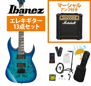 Ibanez / GRGR221PA Aqua Burst GRGR221PA-AQB 入門用 海外限定モデル 【イシバシ楽器独占販売モデル!】 Marshall MG10アンプ付属エレキギター初心者セットR【YRK】