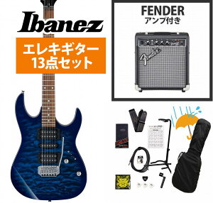 Ibanez / GRX70QA-TBB Transparent Blue Burst GIO Series ����p ���؂ȃL���g�g�b�v Fender 10W�A���v�t���G���L�M�^�[���S�҃Z�b�gR�yYRK�z