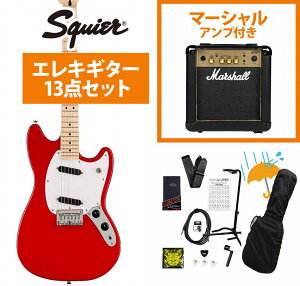 Squier by Fender / Sonic Mustang Maple FB WH PG Torino Red Marshall MG10アンプ付属エレキギター初心者セットR【YRK】