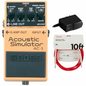BOSS / AC-3 Acoustic Simulator AR[XeBbN V~[^[ A_v^[PSA-100S2+FenderP[u(Fiesta Red/3m) wZbgyPNGz