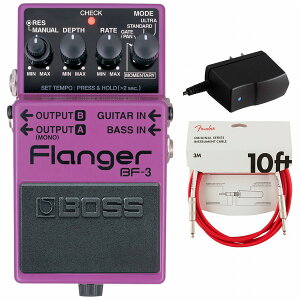 BOSS / BF-3 Flanger フランジャー 純正アダプターPSA-100S2+Fenderケーブル(Fiesta Red/3m) 同時購入セット【PNG】