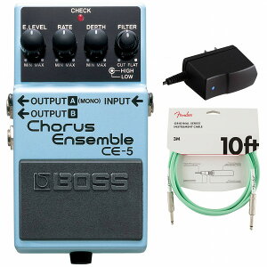 BOSS / CE-5 Chorus Ensemble コーラス アンサンブル 純正アダプターPSA-100S2+Fenderケーブル(Surf Green/3m) 同時購入セット【PNG】