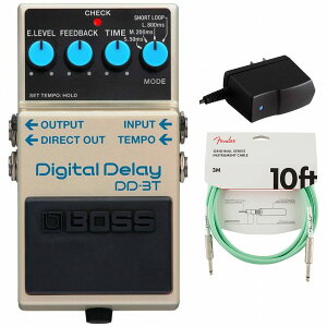 BOSS / DD-3T Digital Delay デジタルディレイ 純正アダプターPSA-100S2+Fenderケーブル(Surf Green/3m) 同時購入セット【PNG】