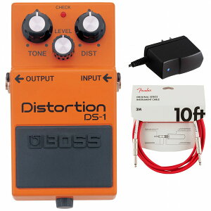 BOSS / DS-1 Distortion ディストーション 純正アダプターPSA-100S2+Fenderケーブル(Fiesta Red/3m) 同時購入セット【PNG】