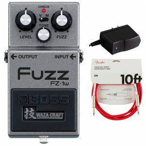 BOSS / FZ-1W Fuzz ファズ 純正アダプターPSA-100S2+Fenderケーブル(Fiesta Red/3m) 同時購入セット【PNG】