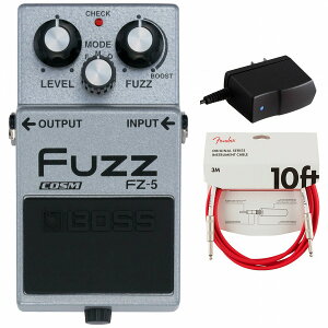 BOSS / FZ-5 Fuzz ファズ 純正アダプターPSA-100S2+Fenderケーブル(Fiesta Red/3m) 同時購入セット【PNG】