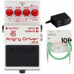 BOSS / JB-2 Angry Driver 純正アダプターPSA-100S2+Fenderケーブル(Surf Green/3m) 同時購入セット【PNG】