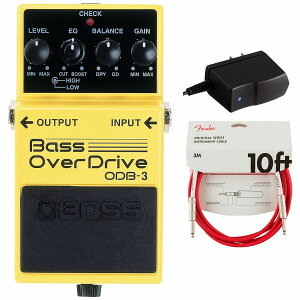 BOSS / ODB-3 Bass Over Drive ベース オーバードライブ 純正アダプターPSA-100S2+Fenderケーブル(Fiesta Red/3m) 同時購入セット【PNG】