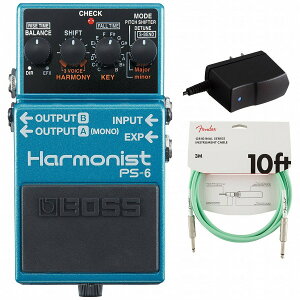 BOSS / PS-6 Harmonist ハーモニスト 純正アダプターPSA-100S2+Fenderケーブル(Surf Green/3m) 同時購入セット【PNG】