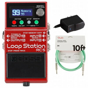 BOSS / RC-5 Loop Station ループステーション ルーパー 純正アダプターPSA-100S2+Fenderケーブル(Surf Green/3m) 同時購入セット【PNG】