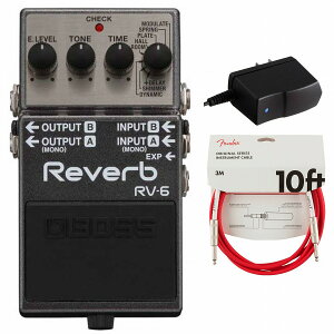 BOSS / RV-6 Reverb リバーブ 純正アダプターPSA-100S2+Fenderケーブル(Fiesta Red/3m) 同時購入セット【PNG】