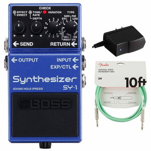 BOSS / SY-1 Synthesizer シンセサイザー 純正アダプターPSA-100S2+Fenderケーブル(Surf Green/3m) 同時購入セット【PNG】