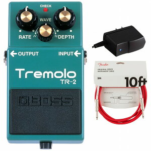 BOSS / TR-2 Tremolo トレモロ 純正アダプターPSA-100S2+Fenderケーブル(Fiesta Red/3m) 同時購入セット【PNG】