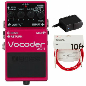 BOSS / VO-1 Vocoder ボコーダー 純正アダプターPSA-100S2+Fenderケーブル(Fiesta Red/3m) 同時購入セット【PNG】