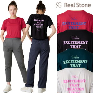 【2024秋冬】RealStone リアルストーン クロップドショートスリーブトップ (GA-C668TS) G-FIT ジーフィット ヨガ ヨガウェア フィットネスウェア レディース Tシャツ 半袖