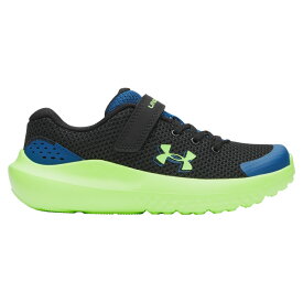 UNDER ARMOUR アンダーアーマー UA SURGE 4 AC Black/Varsity Blue/Hyper Green サイズ16.5・17.0・17.5・18.0・18.5・19.0・19.5・20.0・20.5・21.0・21.5・22.0 3027104 ランニングシューズ ジョギング トレーニング 部活