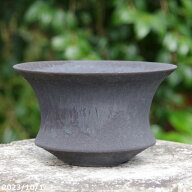 手びねり(ロクロ引き) 黒鉄釉(黒窯変) 中深ソリ(M) 6号 サナサービス 信楽焼 植木鉢 陶器　【山野草鉢 多…
