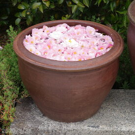 【あす楽対応】 アジアンテイスト南蛮焼　深鉢　水鉢　(中)　外径40cm　20L　【ハス鉢 蓮鉢 スイレン鉢 睡蓮鉢 メダカ鉢】【輸入商社直送のため同梱不可】