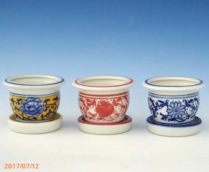 楽天市場】中国 景徳鎮窯 植木鉢 豆盆栽鉢 2号(7cm) 3個組セット 