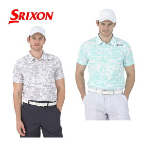 スリクソン【SRIXON】メンズ ゴルフ GOLF ボーダープリントシャツ RGMXJA09 2024春夏 (男性用/ゴルフウェア/半袖シャツ/吸汗速乾/父の日ギフト/プレゼント)