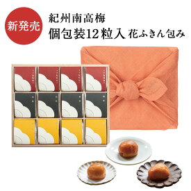お中元、ギフトに。 【紀州南高梅】梅干個包装 12粒入 木箱 花ふきん包み梅干 漬物 石神邑 紀州 南高梅 お中元 ギフト プレゼント お取り寄せ 内祝 引出物 弔事 法要 香典返し お返し プチギフト 個包装 小分け おしゃれ かわいい
