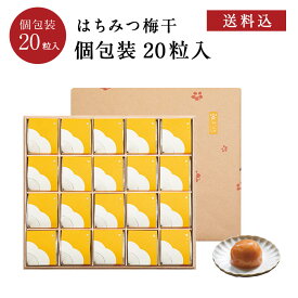 【紀州南高梅】はちみつ梅干[塩分5％]　個包装20粒入はちみつ 梅干し 梅干 漬物 石神邑 紀州 南高梅 お中元 お歳暮 ギフト プレゼント お取り寄せ 内祝 引出物 弔事 法要 香典返し お返し プチギフト 個包装 おしゃれ かわいい