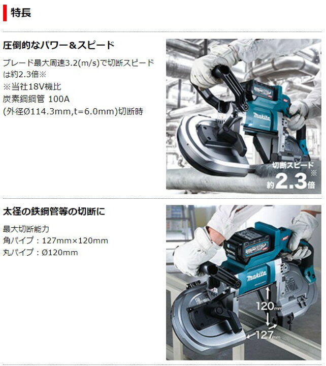 楽天市場】マキタ 40Vmax 充電式ポータブルバンドソー PB001GRDX 