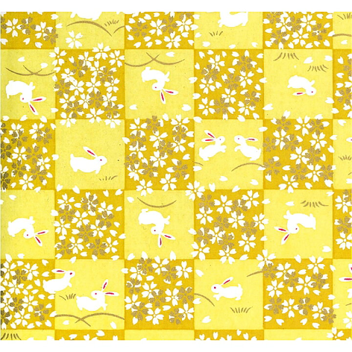 楽天市場】美濃和紙 友禅和紙 大判 64×95cm うさぎ柄 1130-7832 黄柄 
