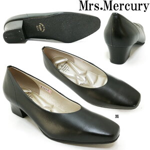 フォーマルパンプス 【Mrs.Mercury】ミセス・マーキュリー 3120 レディース パンプス ローヒール 天然皮革 牛革 幅広 4E ソフト中敷 女性 婦人 日本製