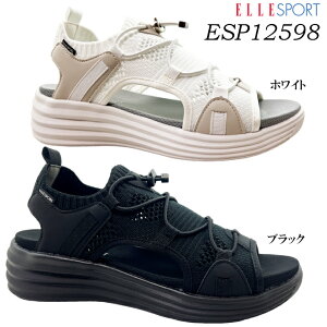�T���_�� ���f�B�[�X ELLE SPORT ESP12598 �u���b�N �z���C�g 23.0~25.0cm �G���X�|�[�c ����T���_�� �E�F�b�W�\�[�� �N�b�V������ �����₷�� ���s ���W���[ �U�� ���� �w�l �G���E�X�|�[�c