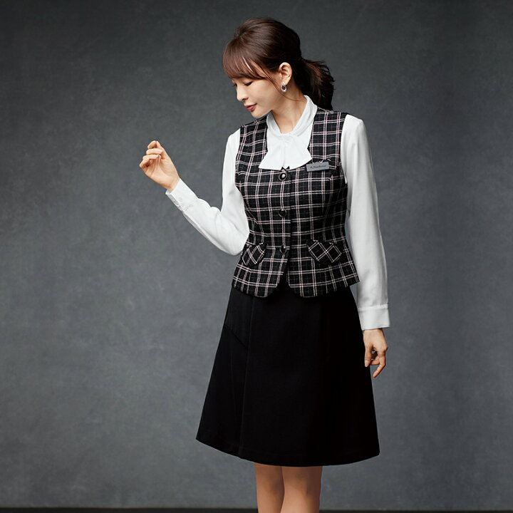 楽天市場 即日発送 事務服 ベスト 5 15号 フォーマル 事務員 受付 カウンターレディ 制服 ユニフォーム Enjoie アンジョア ユニフォームいしまる