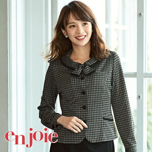 事務服 長袖 オーバーブラウス<リボン付> 21900 フォーマル 事務員 受付 カウンターレディ 制服 ユニフォーム ブラック enjoie アンジョア