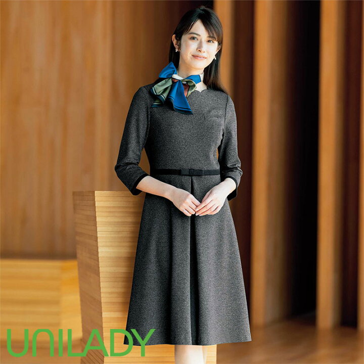 楽天市場 即日発送 事務服 七分袖ワンピース 5号 15号 U4023 Unilady ユニレディー ヤギコーポレーション オフィスウェア 制服 接客 ユニフォームいしまる